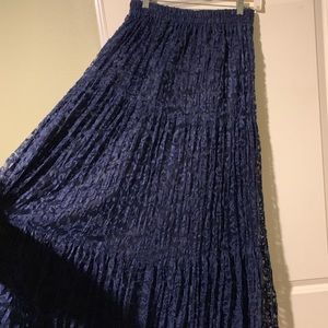 Navy blue lace maxi skirt Medium